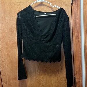 Elegant Black Lace Women's Top
